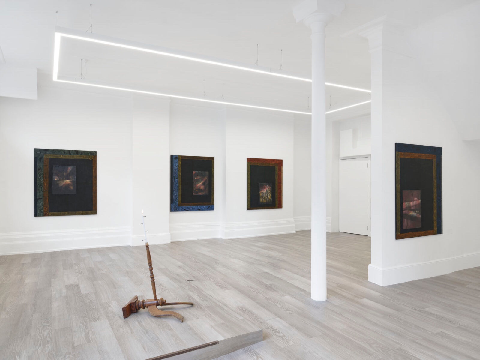What You See is Not Here Tomorrow by Radek Brousil at Krupa Gallery — The London venue installation presents a deliberately sparse composition across light wood flooring.