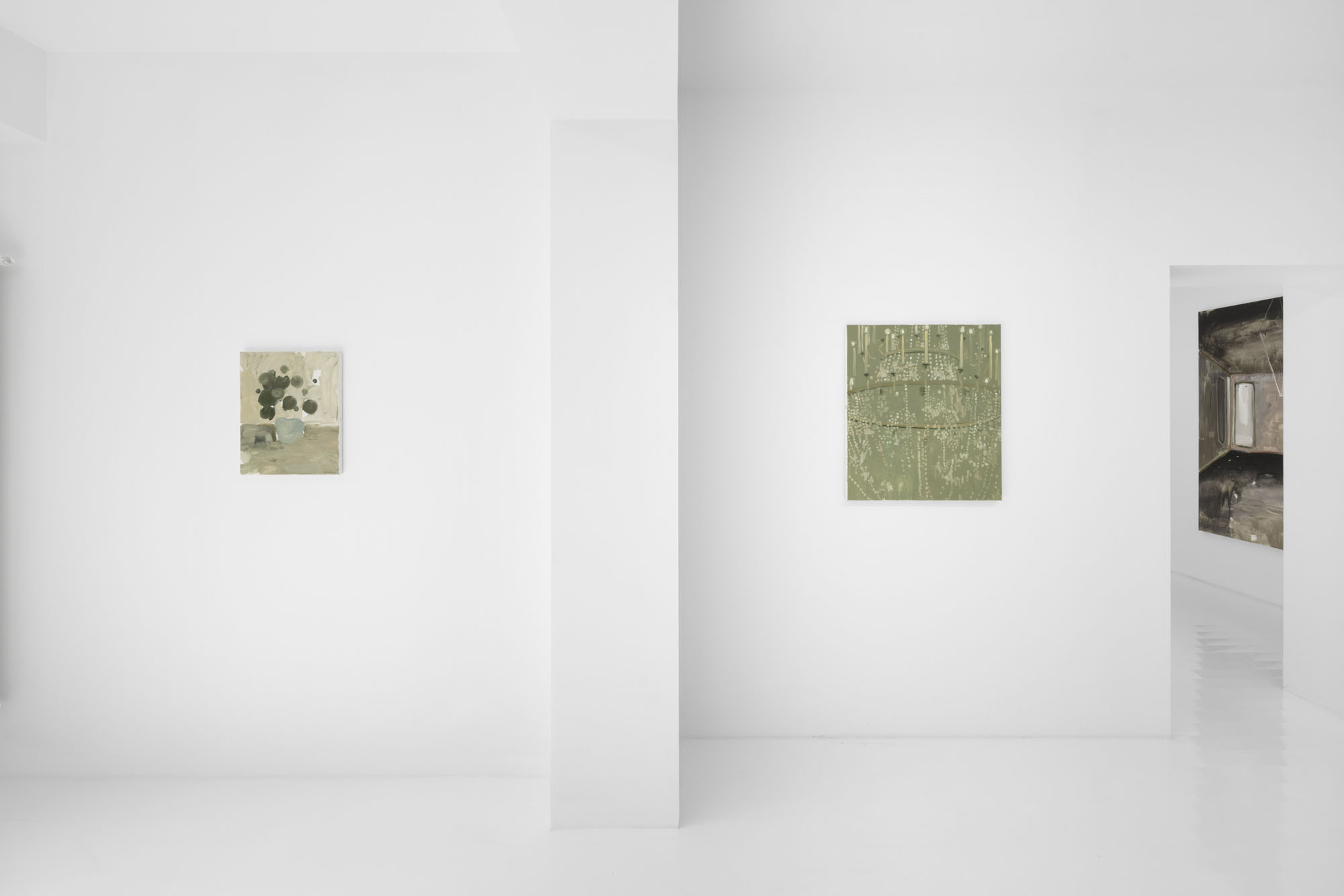 Four Minutes After Sunset by Rudy Cremonini at Capsule Shanghai — Gallery installation view of Rudy Cremonini's Four Minutes After Sunset at Capsule Shanghai, featuring three paintings hung across white walls at varying...
