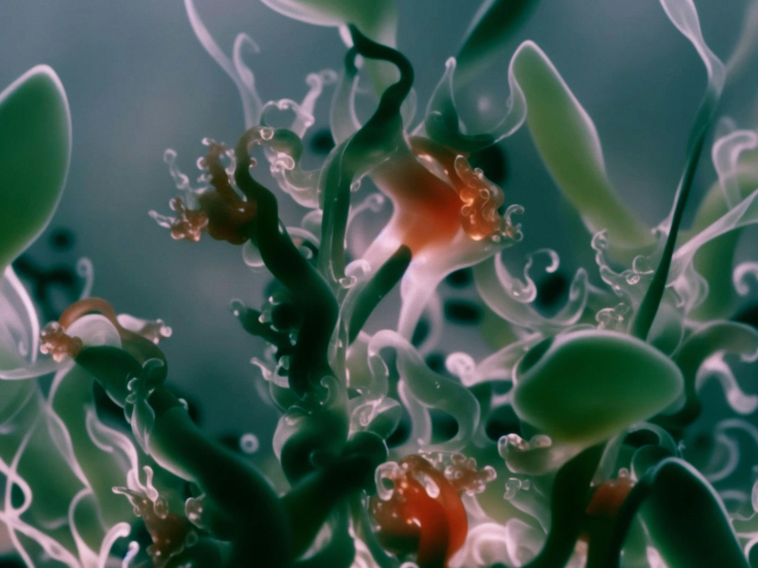 The Book of Flowers by Agnieszka Polska at Union Pacific — A digitally rendered botanical form dominates the frame with impossible symmetry and luminous intensity.