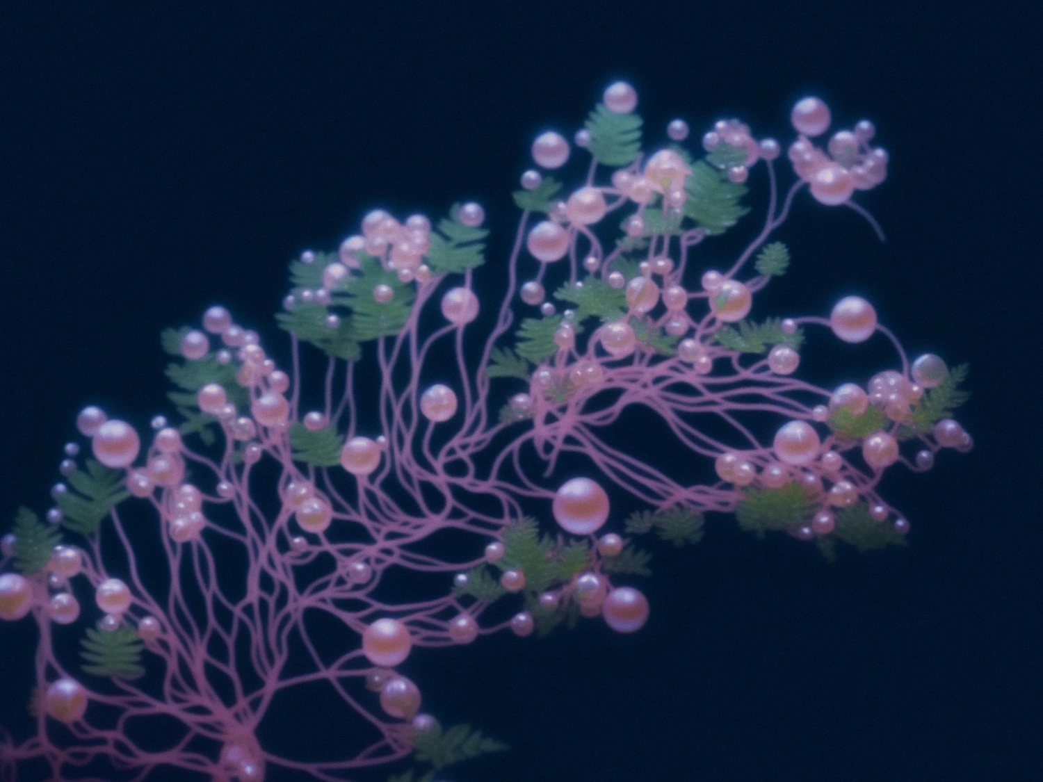 The Book of Flowers by Agnieszka Polska at Union Pacific — Polska's digital rendering depicts a bioluminescent organism suspended against a deep blue-black void.