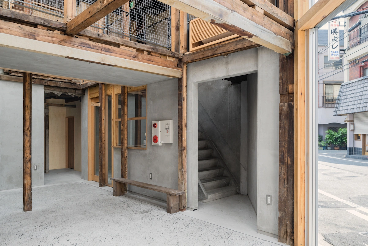 Chidori-Bunka by Dot Architects — A post-and-beam interior reveals the architectural skeleton of Chidori-Bunka's adaptive reuse.
