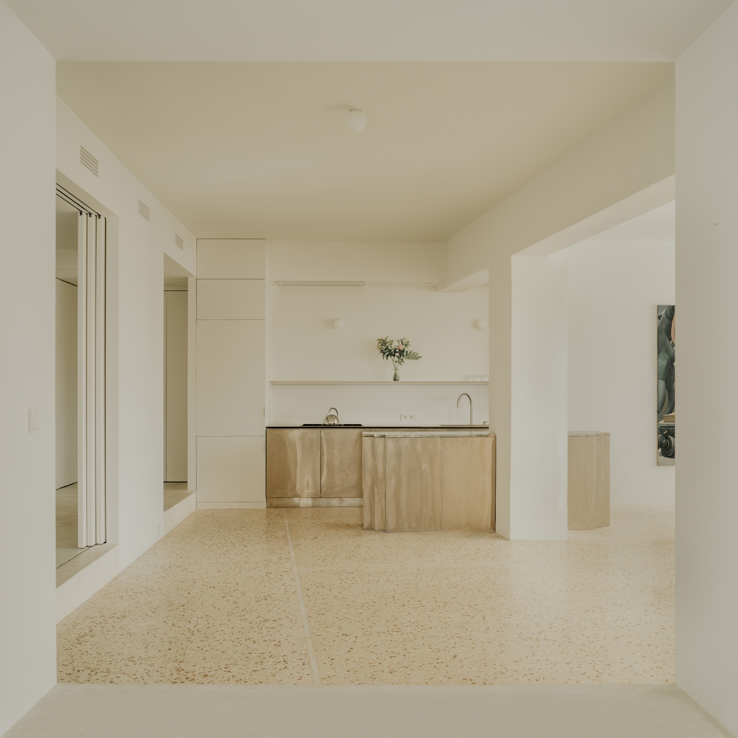 'Astral Weeks' by Oblique — The kitchen occupies a spatially constrained zone within the converted 1970s office building, its layout determined by a central structural column and...