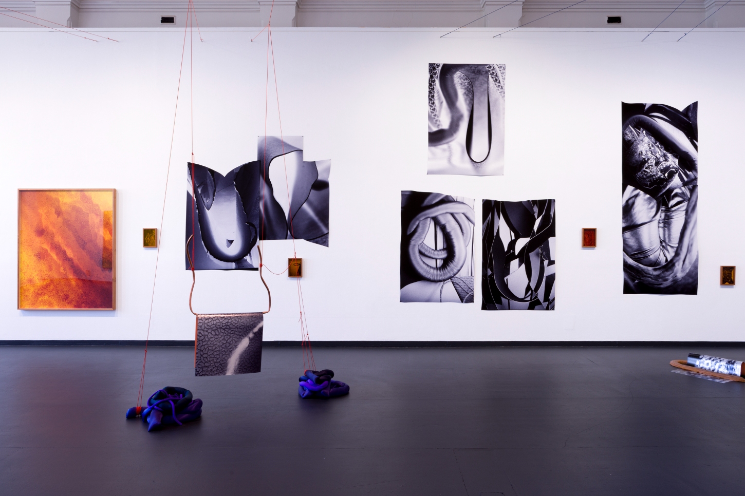 Heavy Grit by Jack Ball at PICA Gallery — Heavy Grit presents a multi-scalar exhibition combining suspended and wall-mounted works across PICA Gallery's white interior.