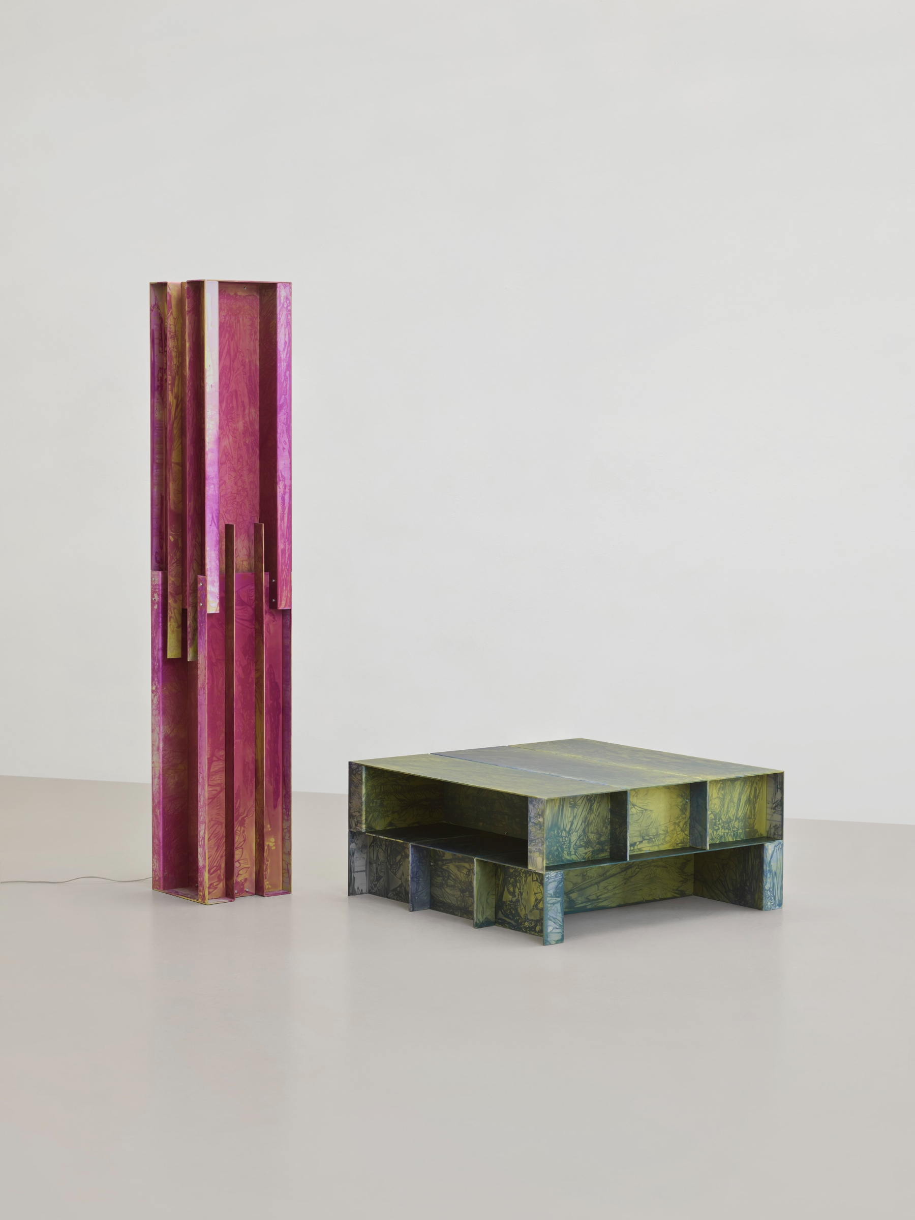 Anodized Collection by Paul Coenen — Two sculptural objects demonstrate Paul Coenen's hand-anodizing technique through contrasting formal strategies.