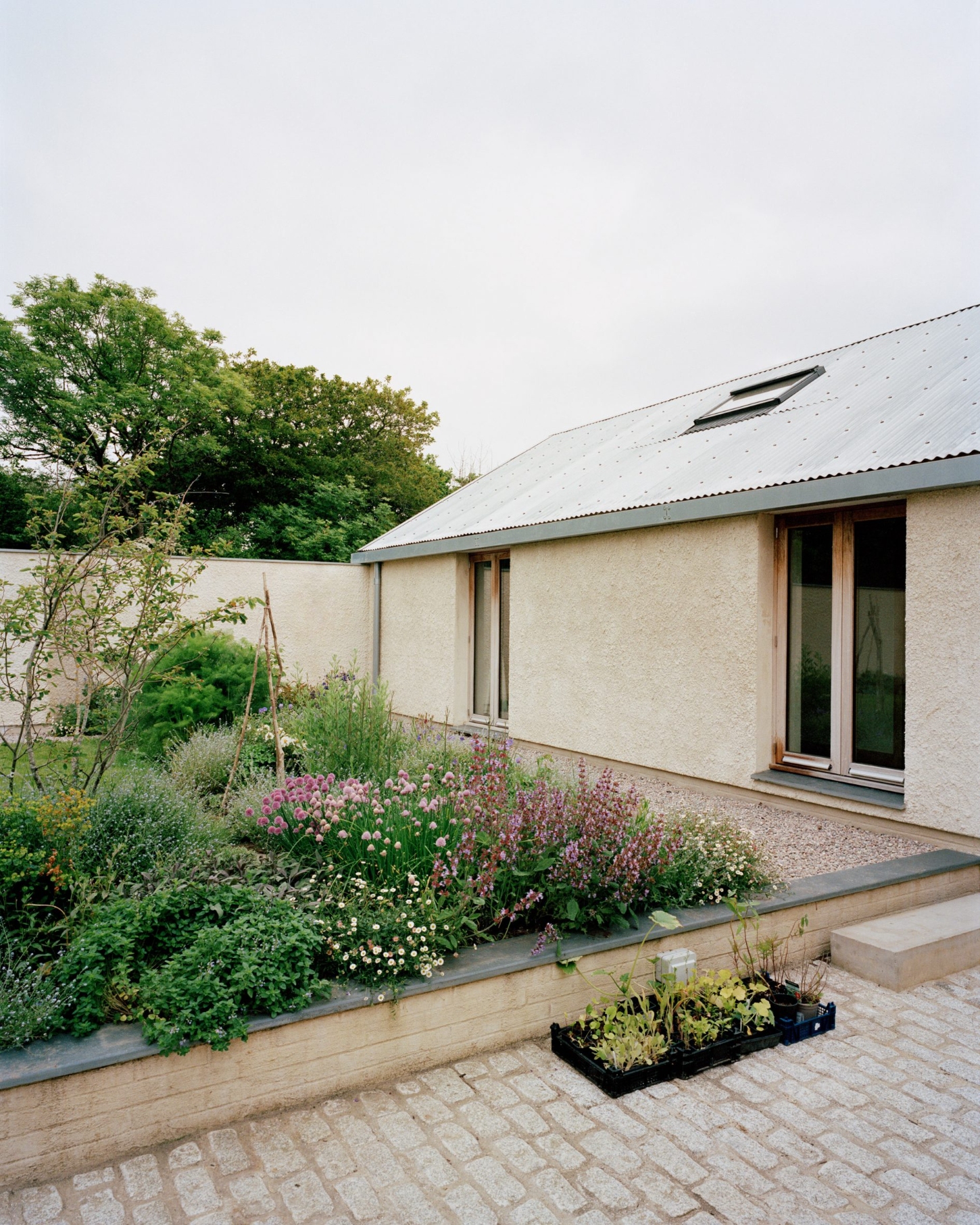 Farmworker's House by Hugh Strange Architects — The south-facing elevation reveals the Farmworker's House set within its cultivated landscape.