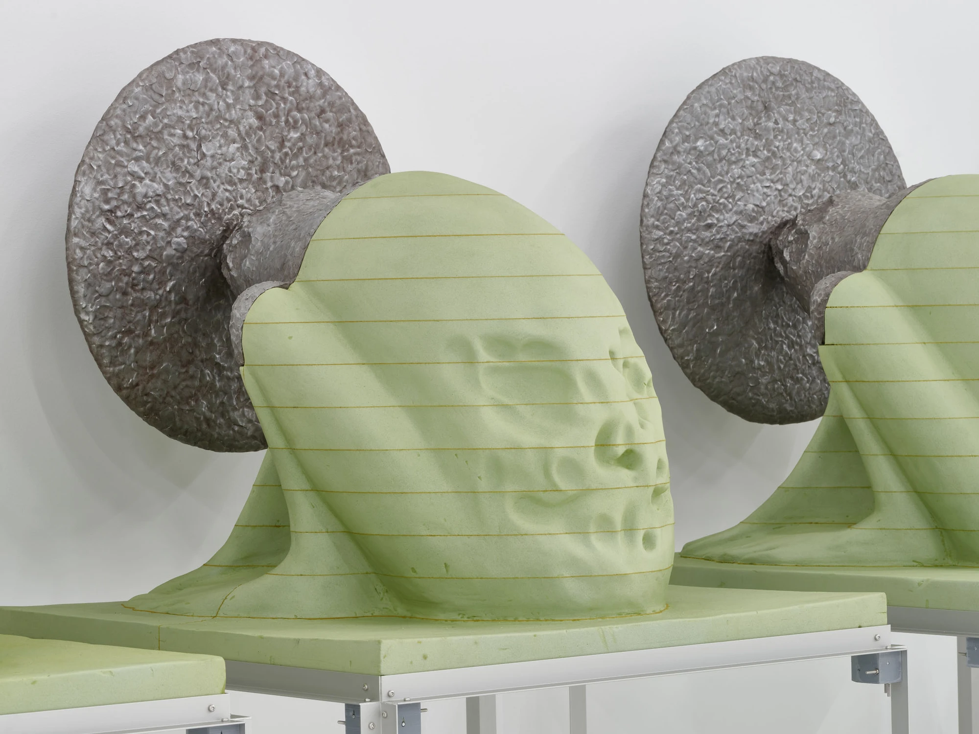 Door of Hearing by Frederik Exner at Le Parvis Ibos, France, polyurethane foam frog sculptures, Chest works, gnomon needle, photographed by J. C. Lett