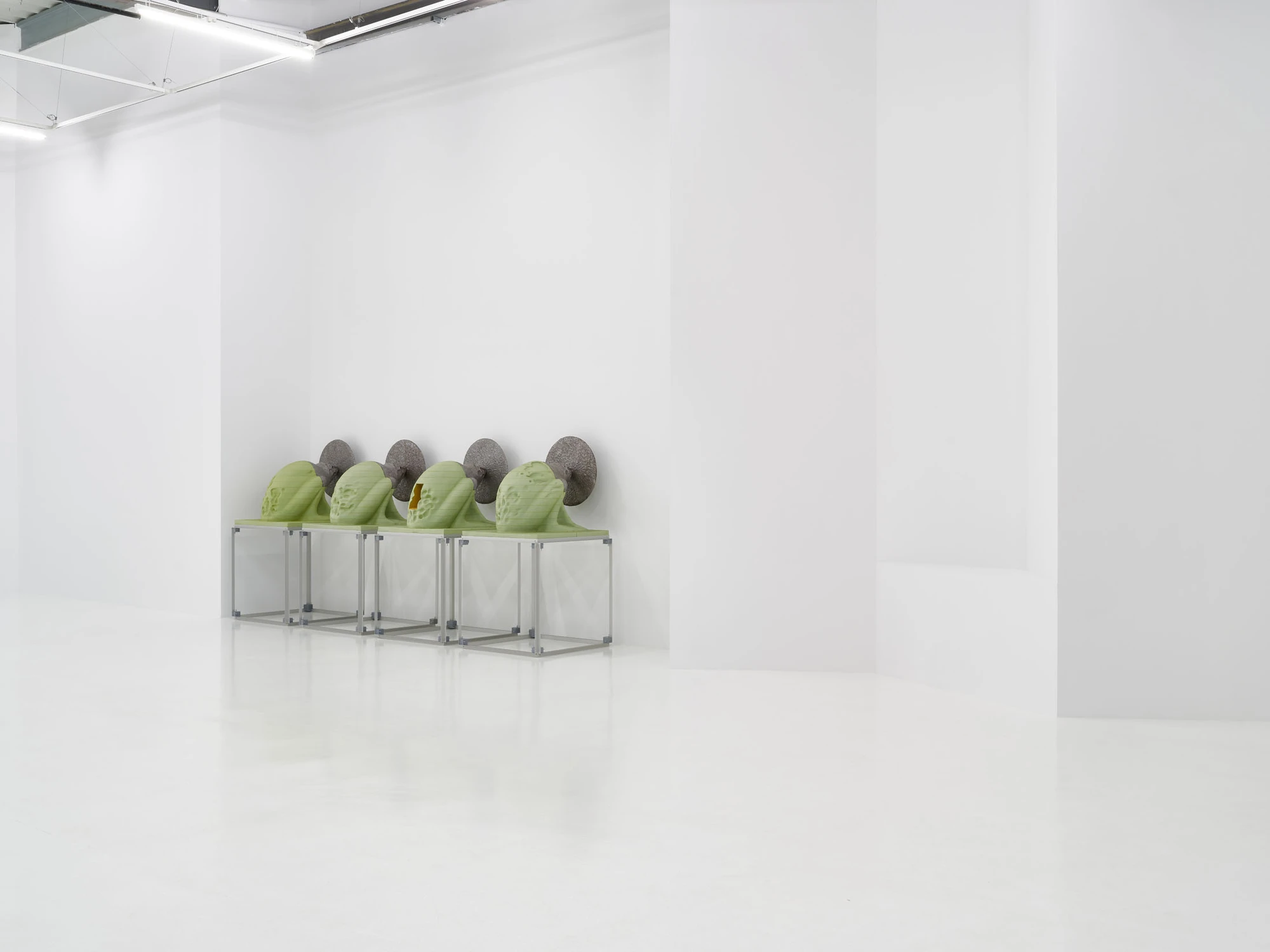 Door of Hearing by Frederik Exner at Le Parvis Ibos, France, polyurethane foam frog sculptures, Chest works, gnomon needle, photographed by J. C. Lett