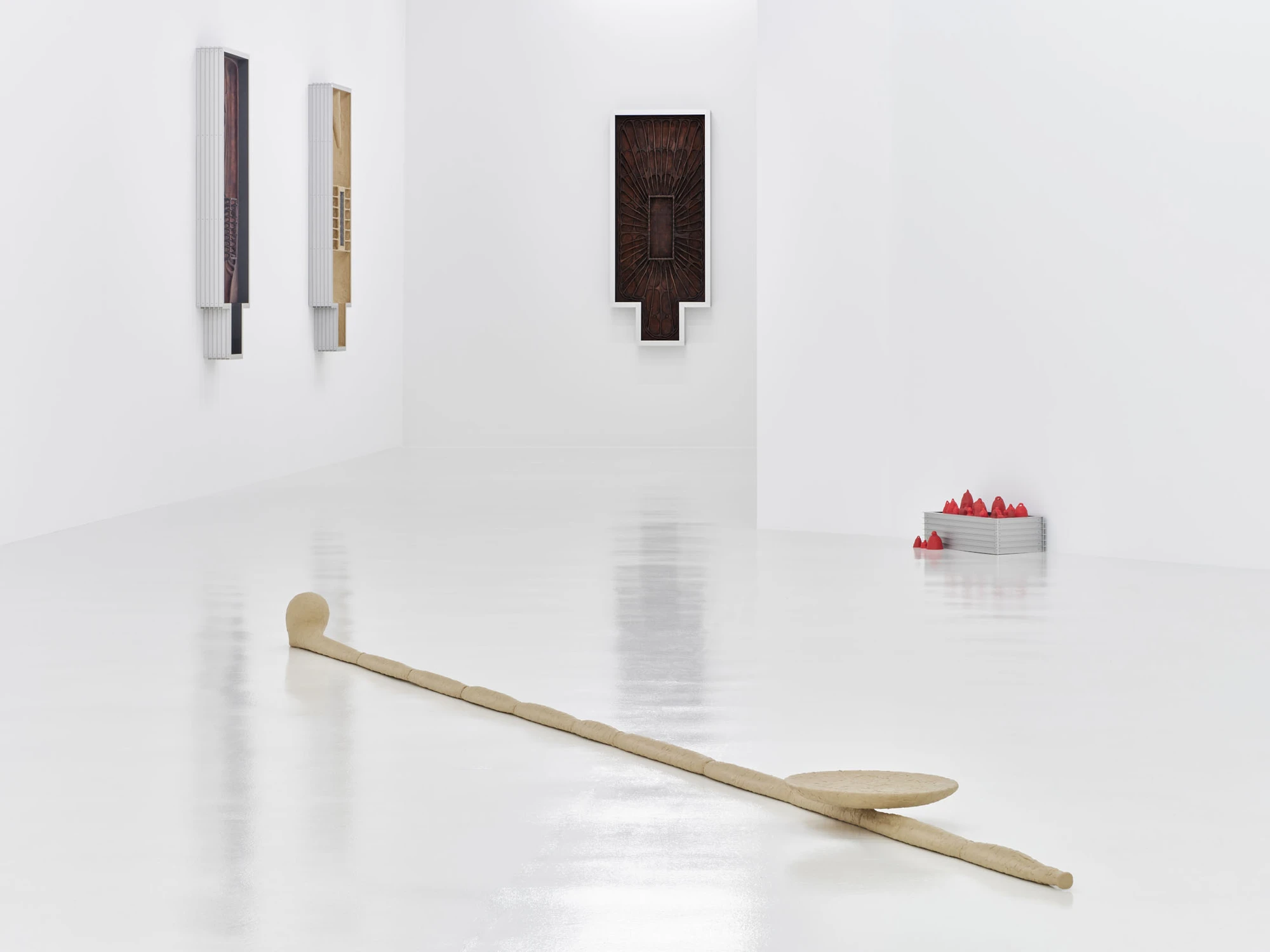 Door of Hearing by Frederik Exner at Le Parvis Ibos, France, polyurethane foam frog sculptures, Chest works, gnomon needle, photographed by J. C. Lett