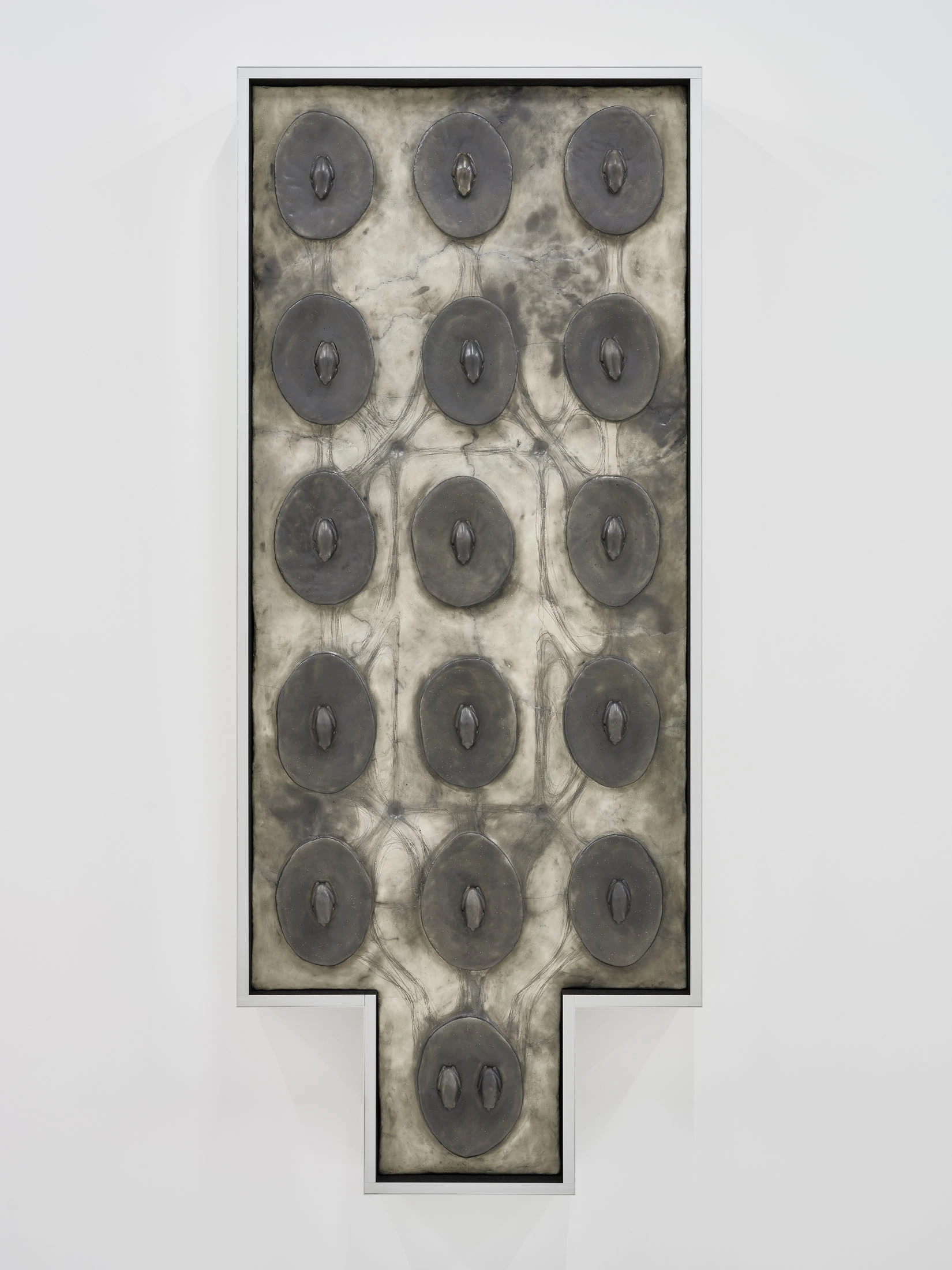 Door of Hearing by Frederik Exner at Le Parvis Ibos, France, polyurethane foam frog sculptures, Chest works, gnomon needle, photographed by J. C. Lett