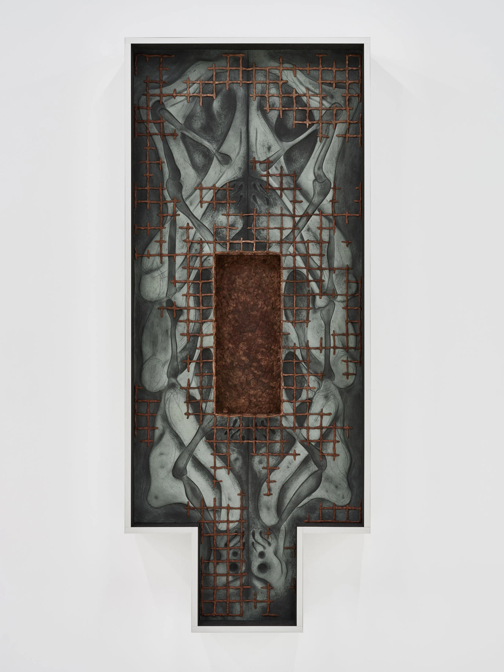 Door of Hearing by Frederik Exner at Le Parvis Ibos, France, polyurethane foam frog sculptures, Chest works, gnomon needle, photographed by J. C. Lett