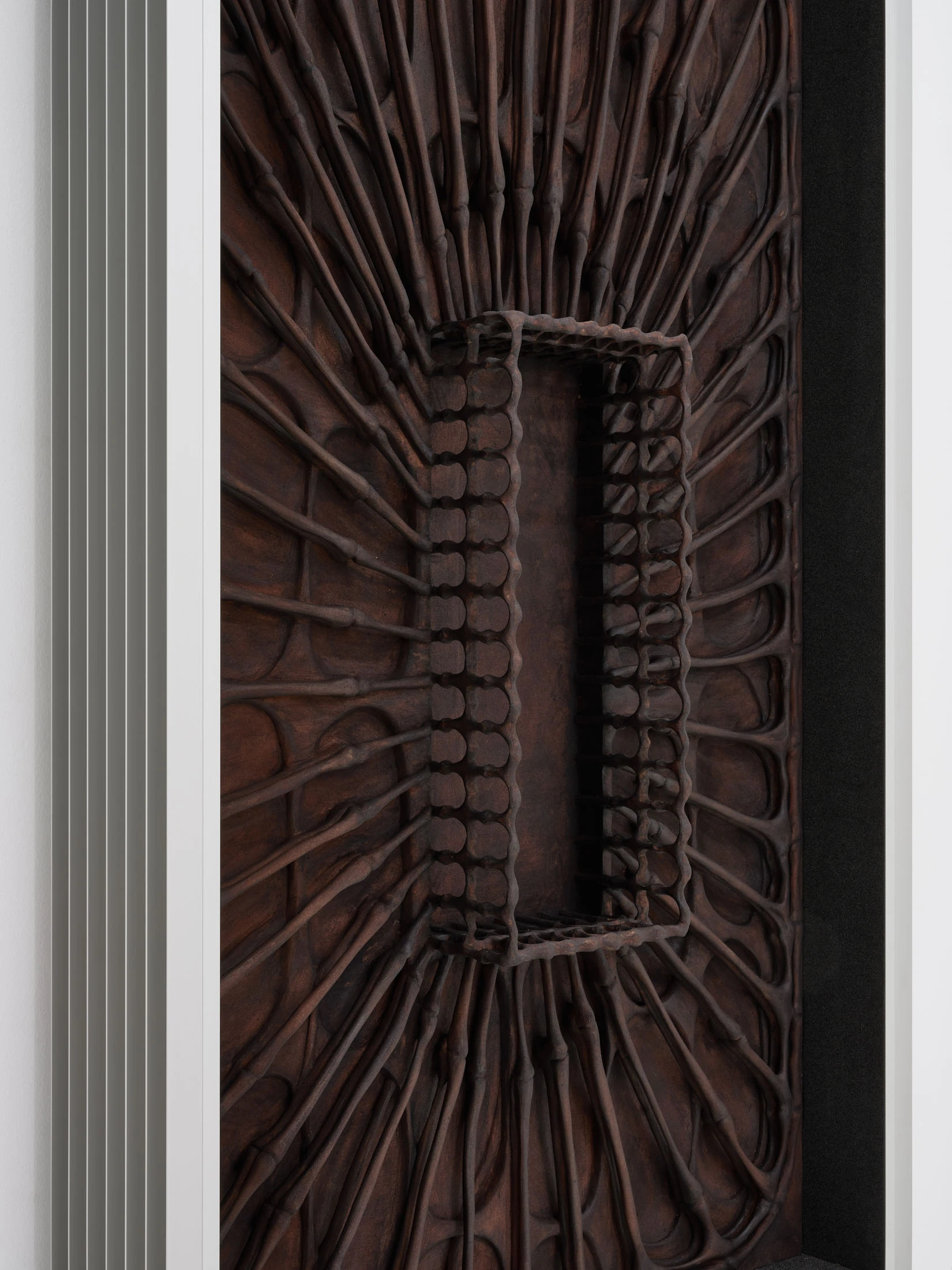 Door of Hearing by Frederik Exner at Le Parvis Ibos, France, polyurethane foam frog sculptures, Chest works, gnomon needle, photographed by J. C. Lett