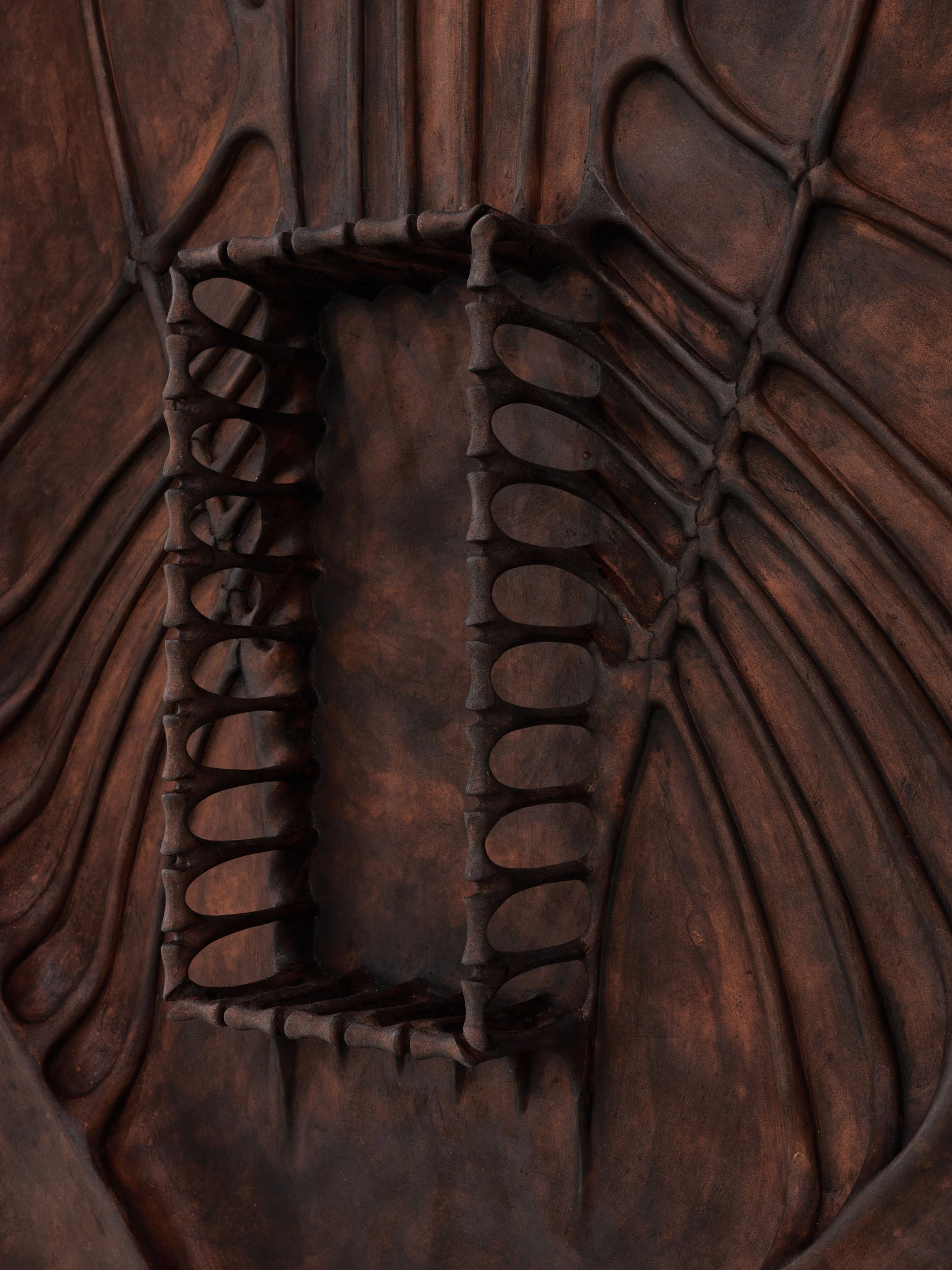 Door of Hearing by Frederik Exner at Le Parvis Ibos, France, polyurethane foam frog sculptures, Chest works, gnomon needle, photographed by J. C. Lett
