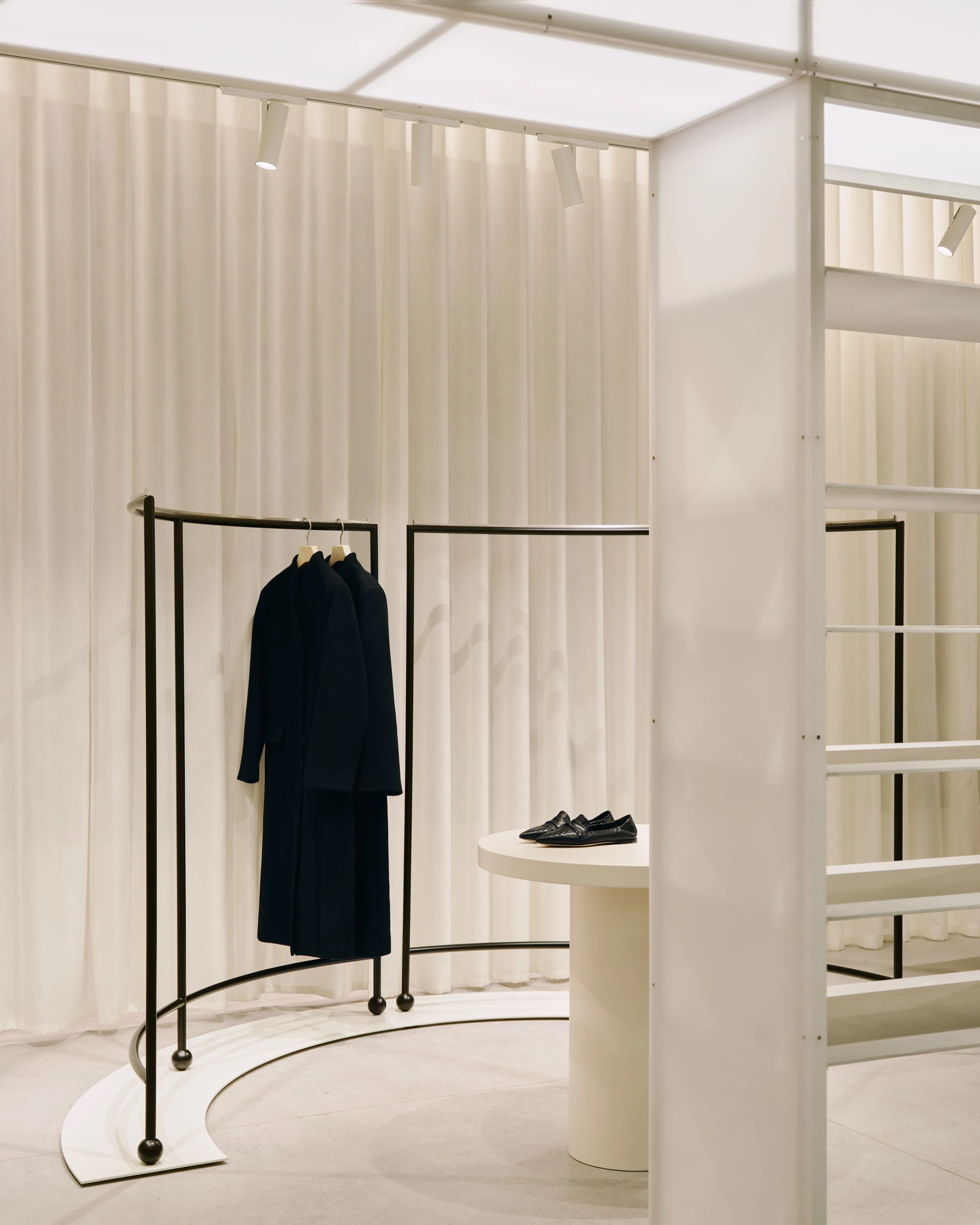Fashion Floors at Globus Basel by Tutto Bene, Basel Switzerland, art nouveau department store, illuminated column frame, Collector's Apartment, photographed by Ludovic Balay