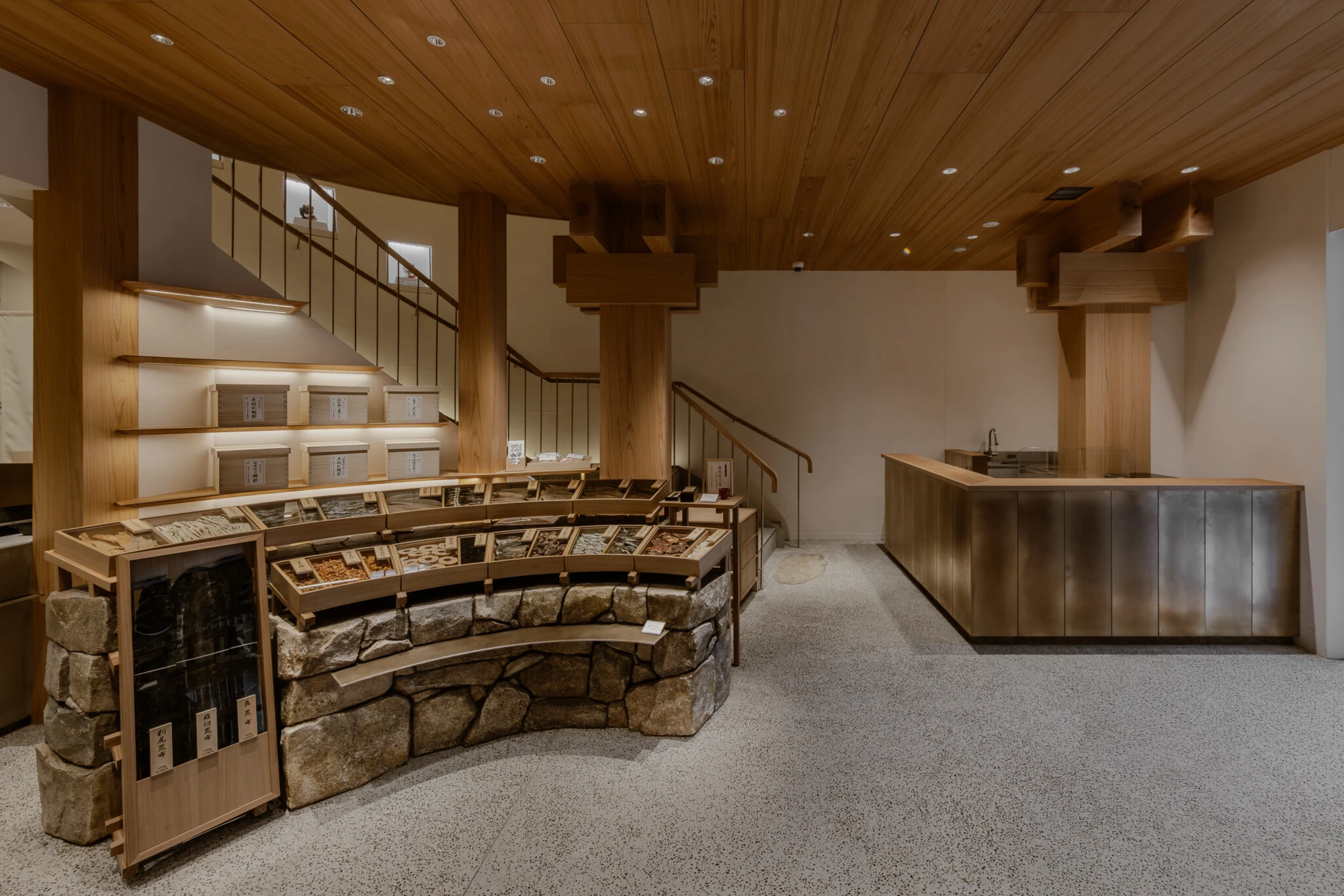 Kayanoya Ginza by Kengo Kuma and Associates, Ginza Tokyo Japan, wooden dashi shop, slender timber facade, washi paper, photographed by Keishin Horikoshi