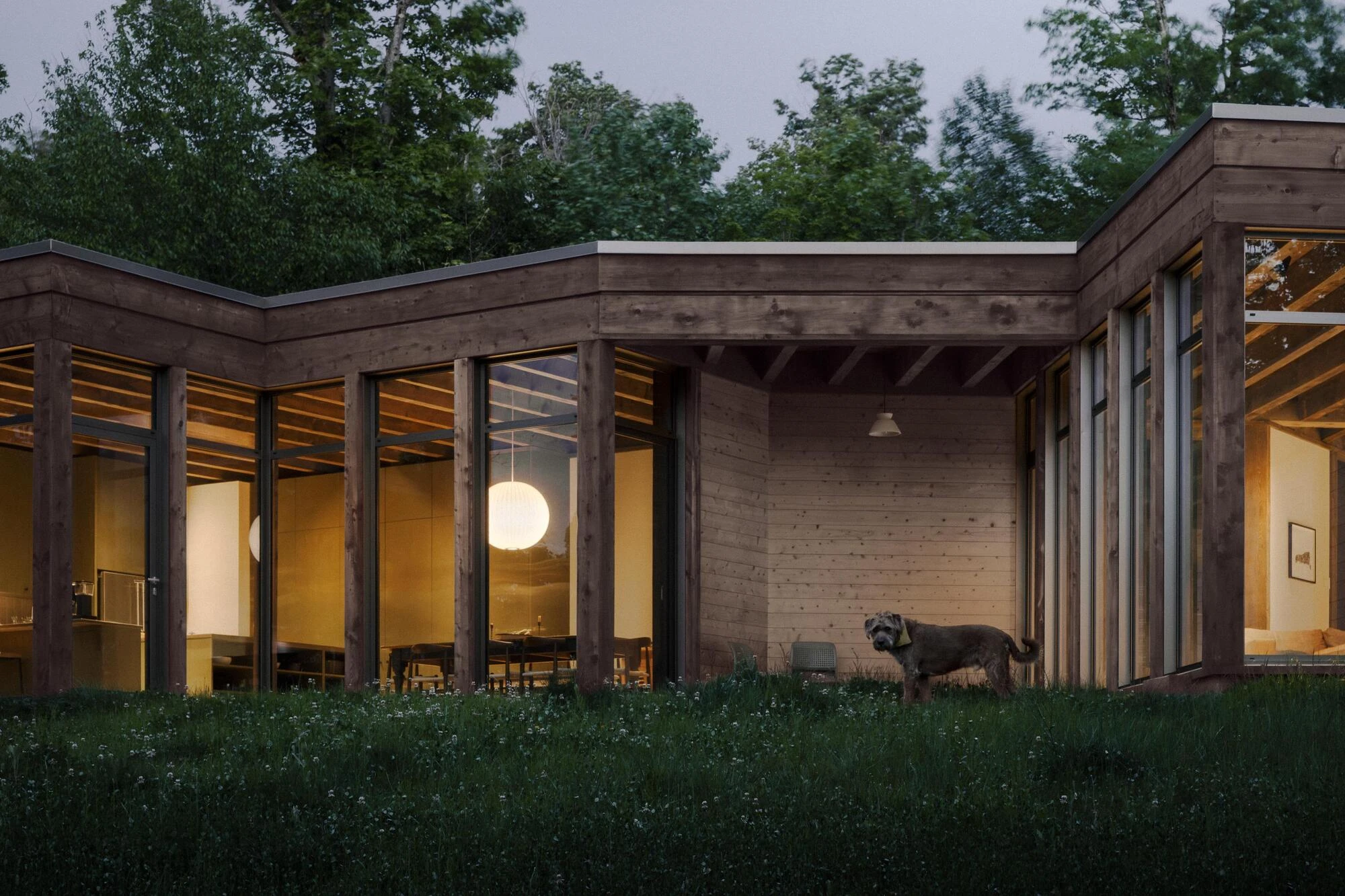 SONO Residence by Atelier Carle, Wentworth-North Quebec Canada, mountain second home, board-formed concrete, hemlock structure, forest view, photographed by Félix Michaud