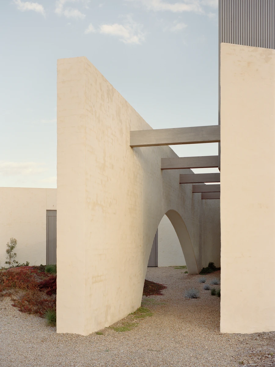 Wildcoast House by Pandolfini Architects, Mornington Peninsula Victoria Australia, three blade walls, recycled D-grade brick, Moonah timber, coastal landscape, photographed by Tasha Tylee