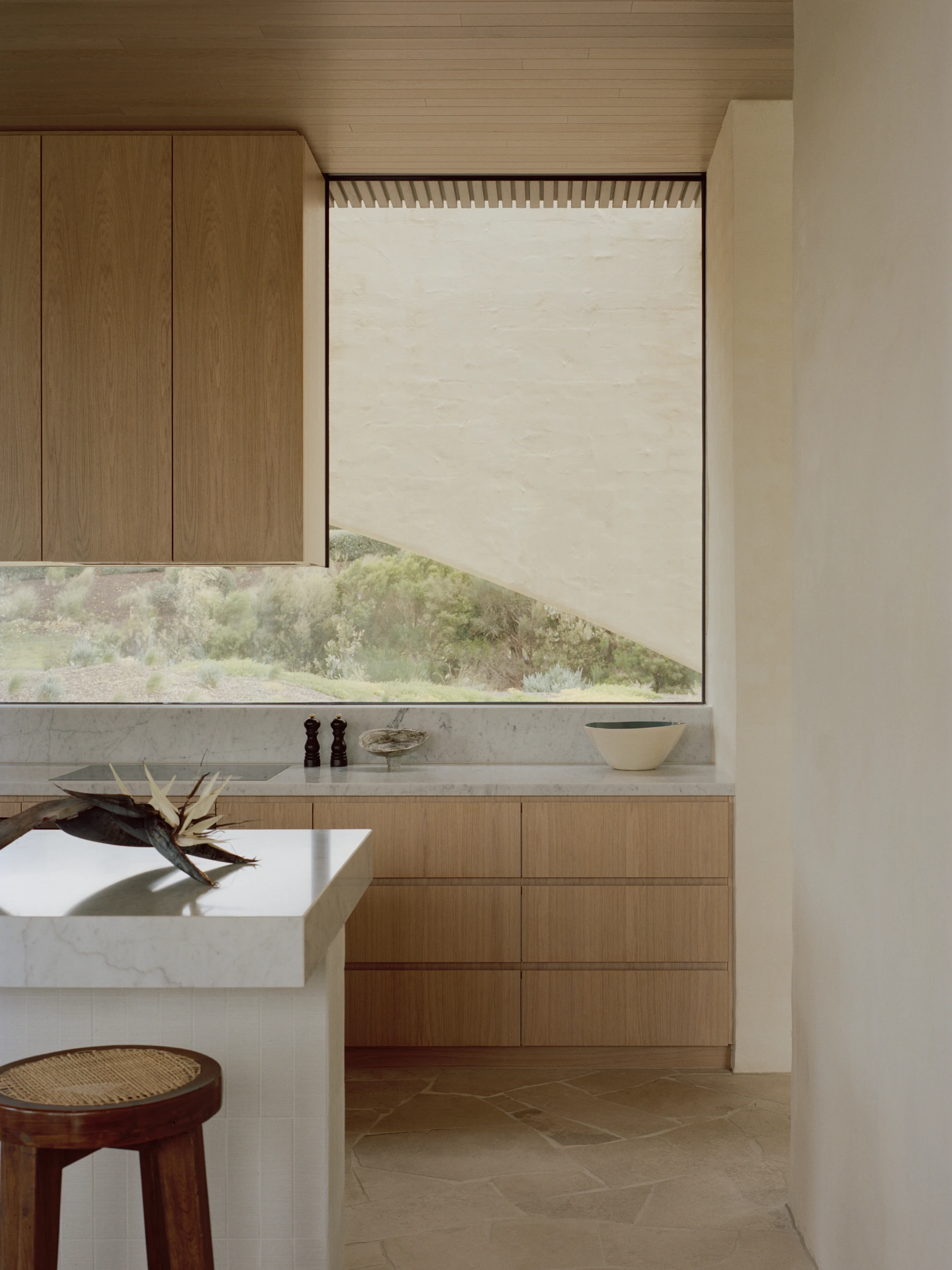 Wildcoast House by Pandolfini Architects, Mornington Peninsula Victoria Australia, three blade walls, recycled D-grade brick, Moonah timber, coastal landscape, photographed by Tasha Tylee
