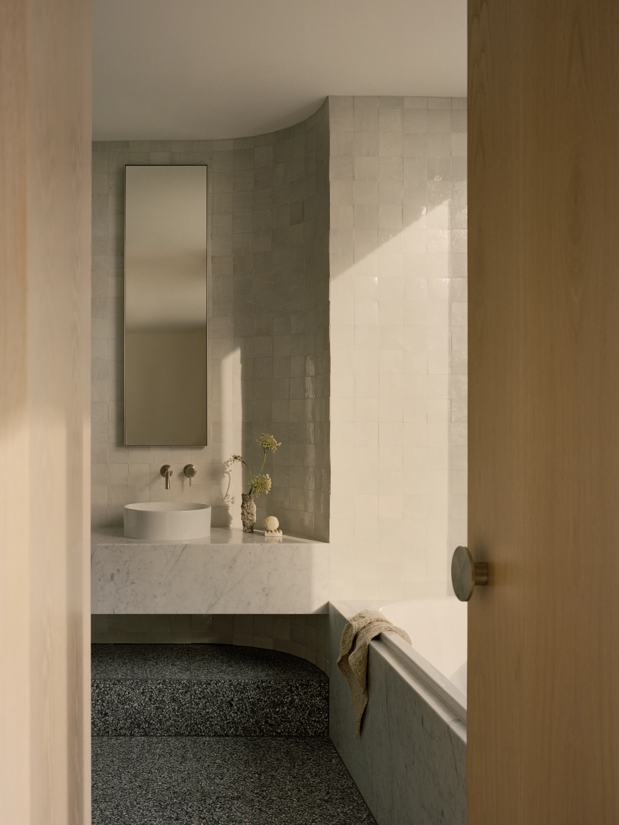 Wildcoast House by Pandolfini Architects, Mornington Peninsula Victoria Australia, three blade walls, recycled D-grade brick, Moonah timber, coastal landscape, photographed by Tasha Tylee