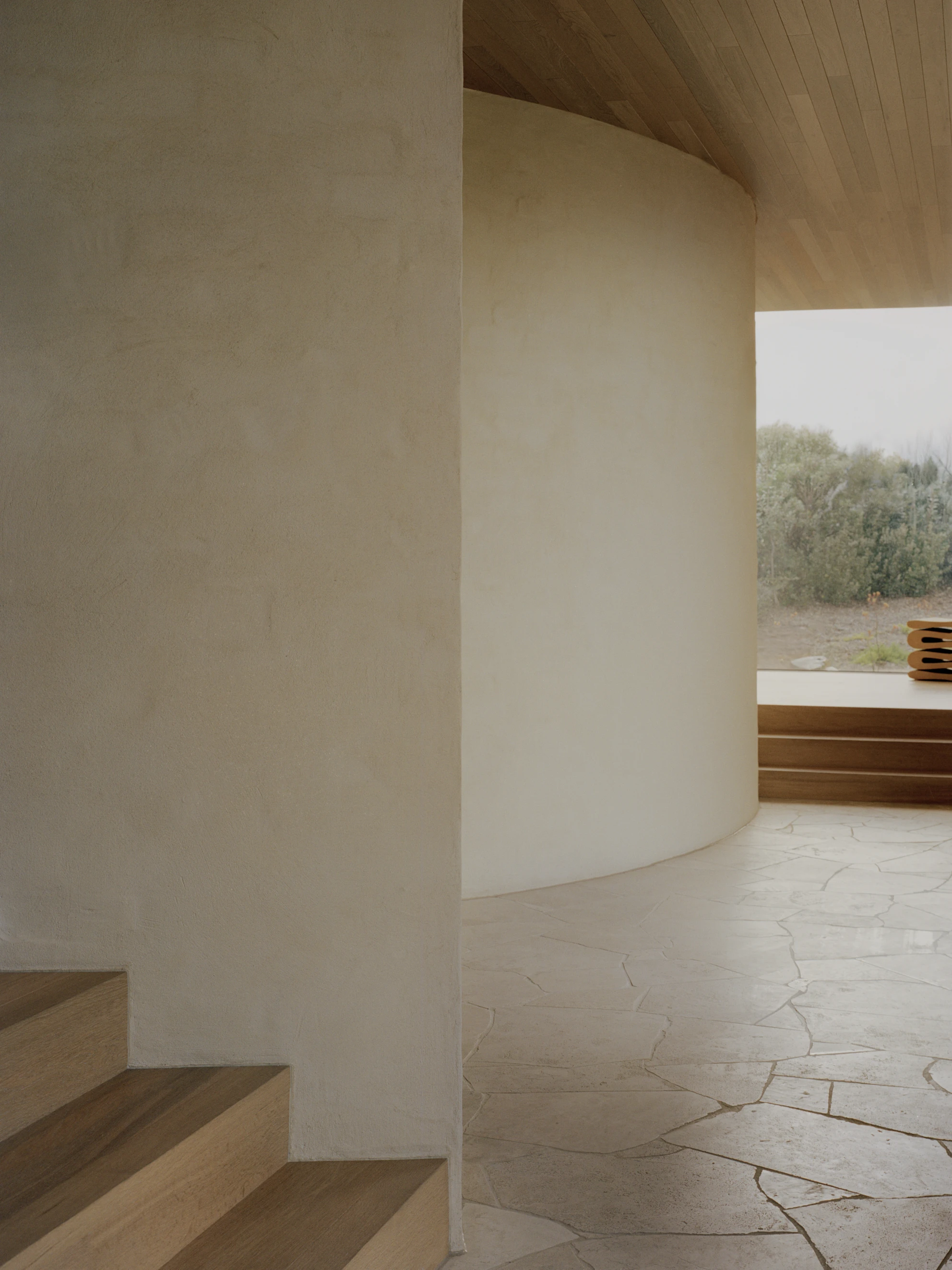 Wildcoast House by Pandolfini Architects, Mornington Peninsula Victoria Australia, three blade walls, recycled D-grade brick, Moonah timber, coastal landscape, photographed by Tasha Tylee