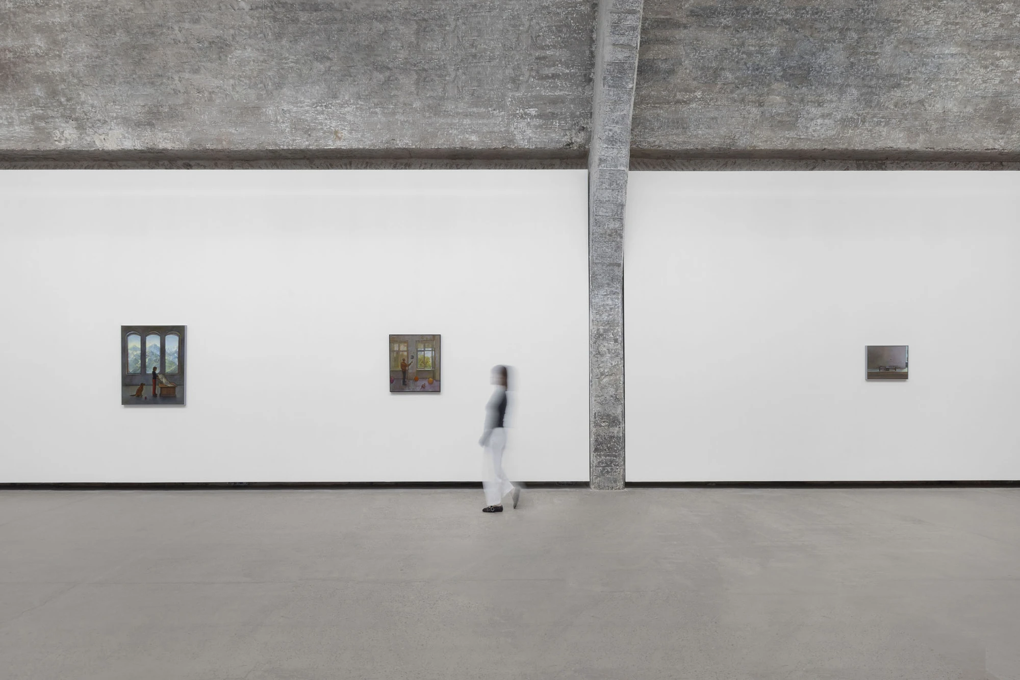 Life on Mars by Cheng Yuzheng, photographed at Reflexion Gallery — view through the vaulted main hall to the back room.