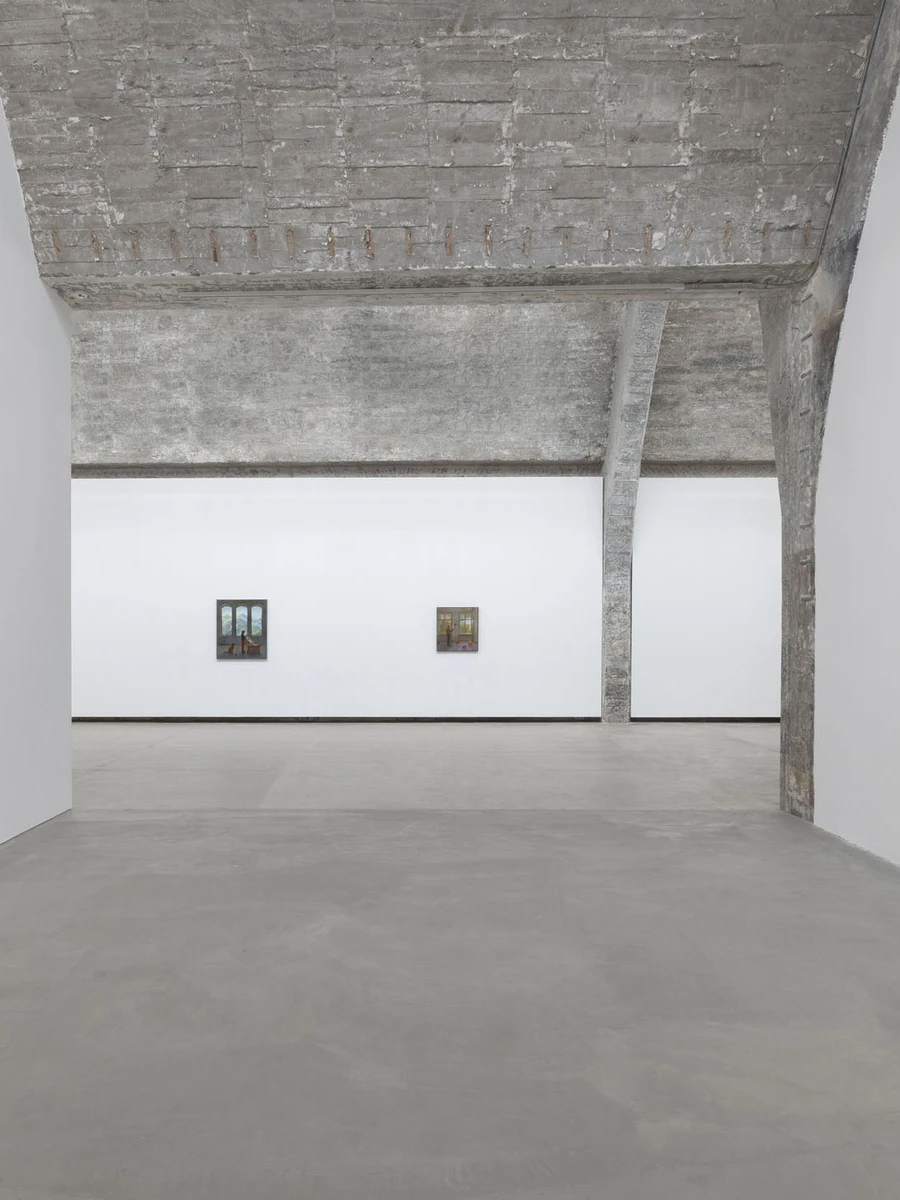 Life on Mars by Cheng Yuzheng, photographed at Reflexion Gallery — single small canvas in a dark frame against white plaster.
