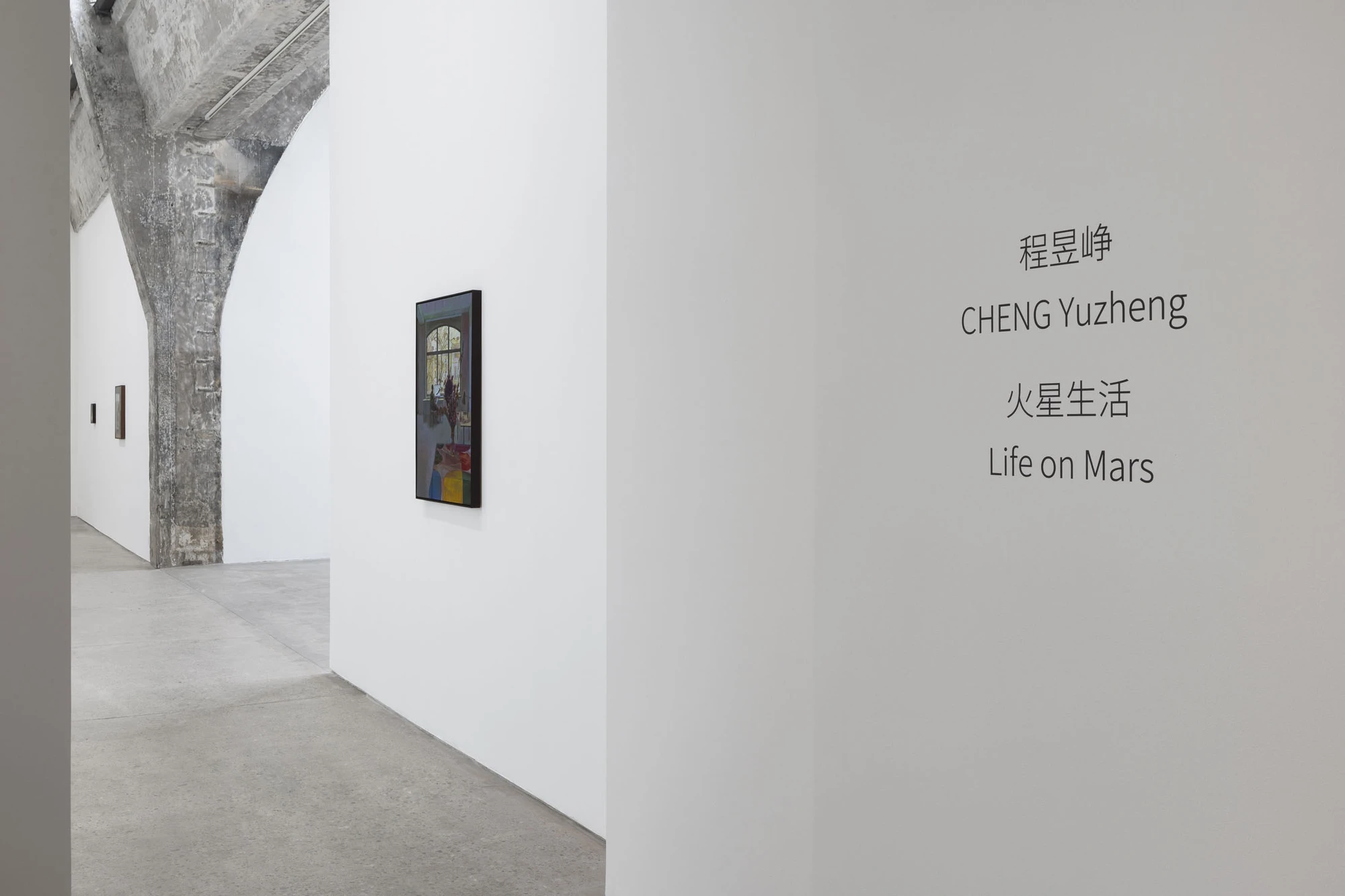 Life on Mars by Cheng Yuzheng, photographed at Reflexion Gallery — long gallery view with paintings receding into shallow depth.