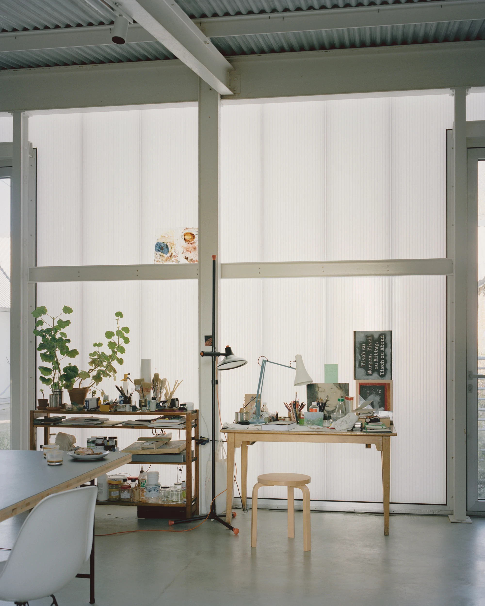 The Old Byre by Gianni Botsford Architects, photographed by Willem Pab — conversion of two farm buildings into a home and artist residency on the Isle of Wight, United Kingdom