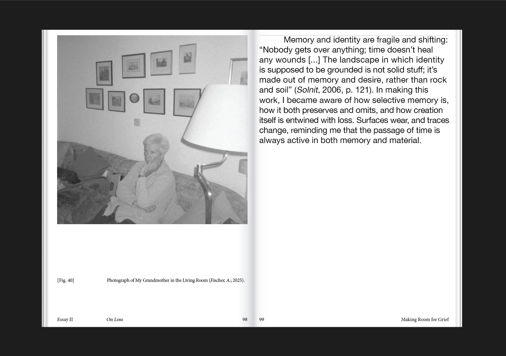 Trauer Tragen, Carrying Grief by Antonia Fischer, photographed by Maya Matsuura, Antonia Fischer — A spread from the book that accompanies the project, an image paired with a page of text.