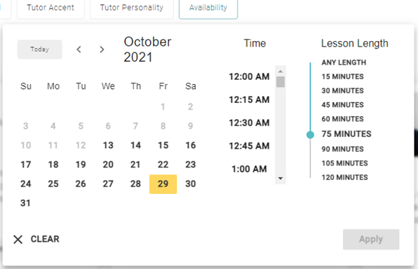 booking a class on Cambly
