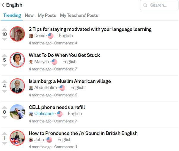 discussions on Verbling