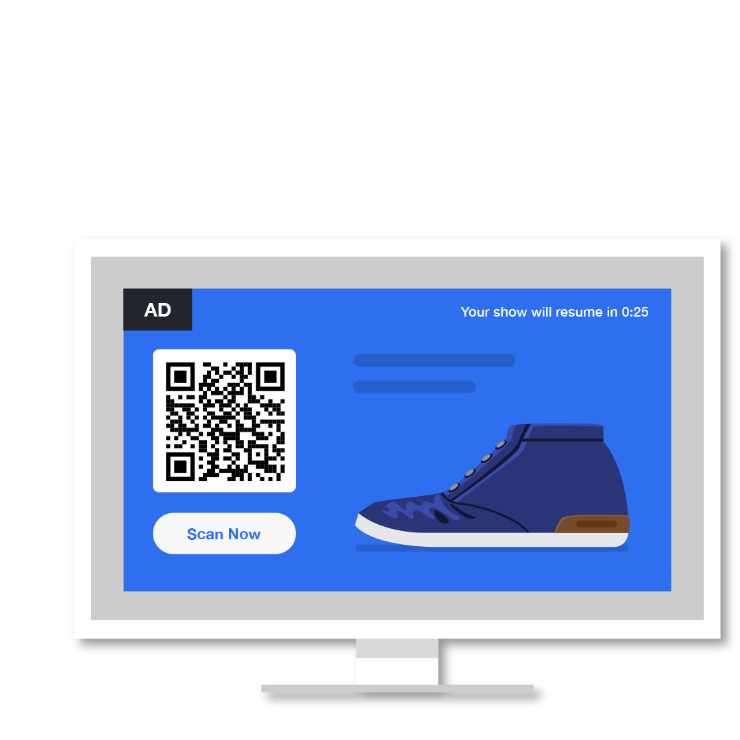 Illustration of a shoe ad on a tv screen.