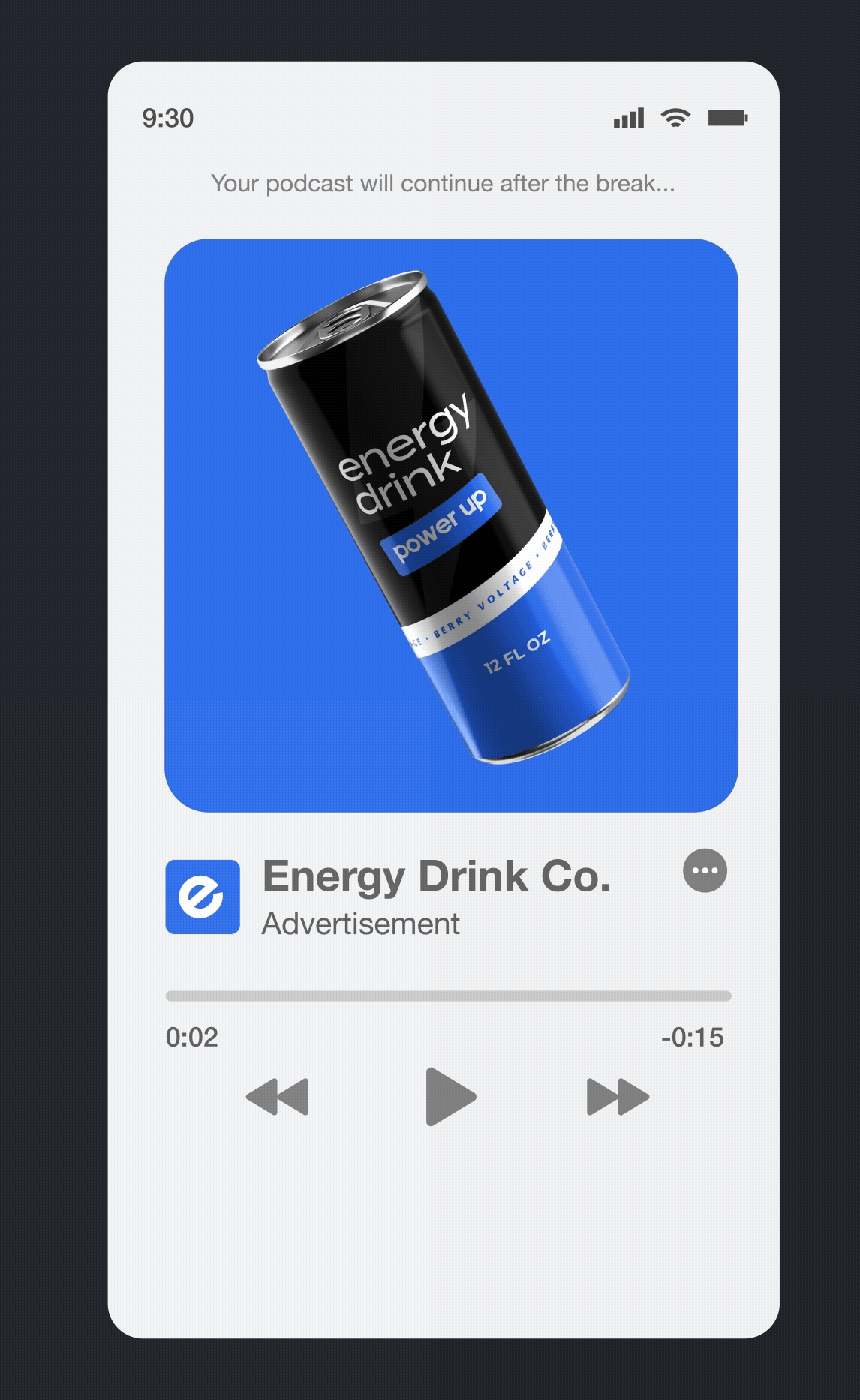 Energy drink ad loading while listening to music
