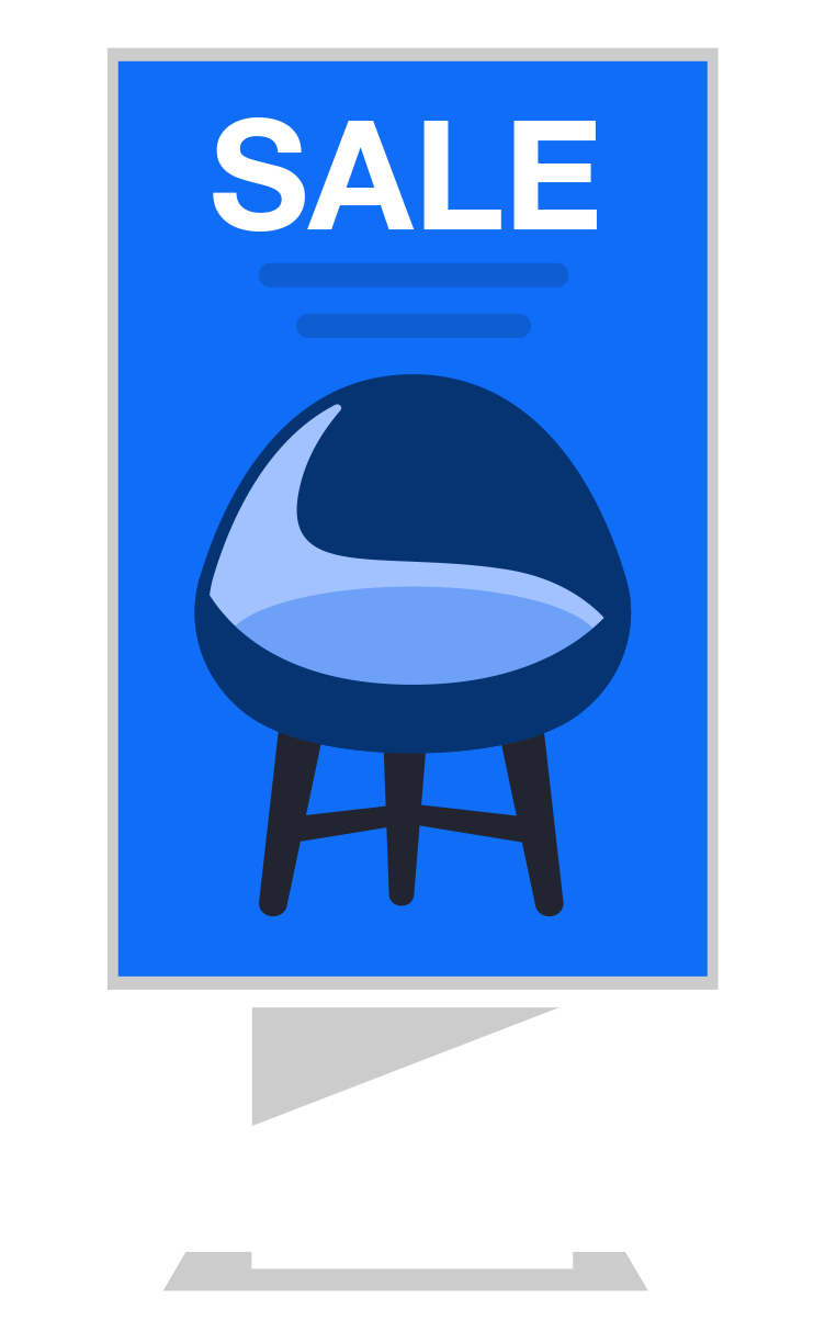 illustration of a chair ad on a digital poster