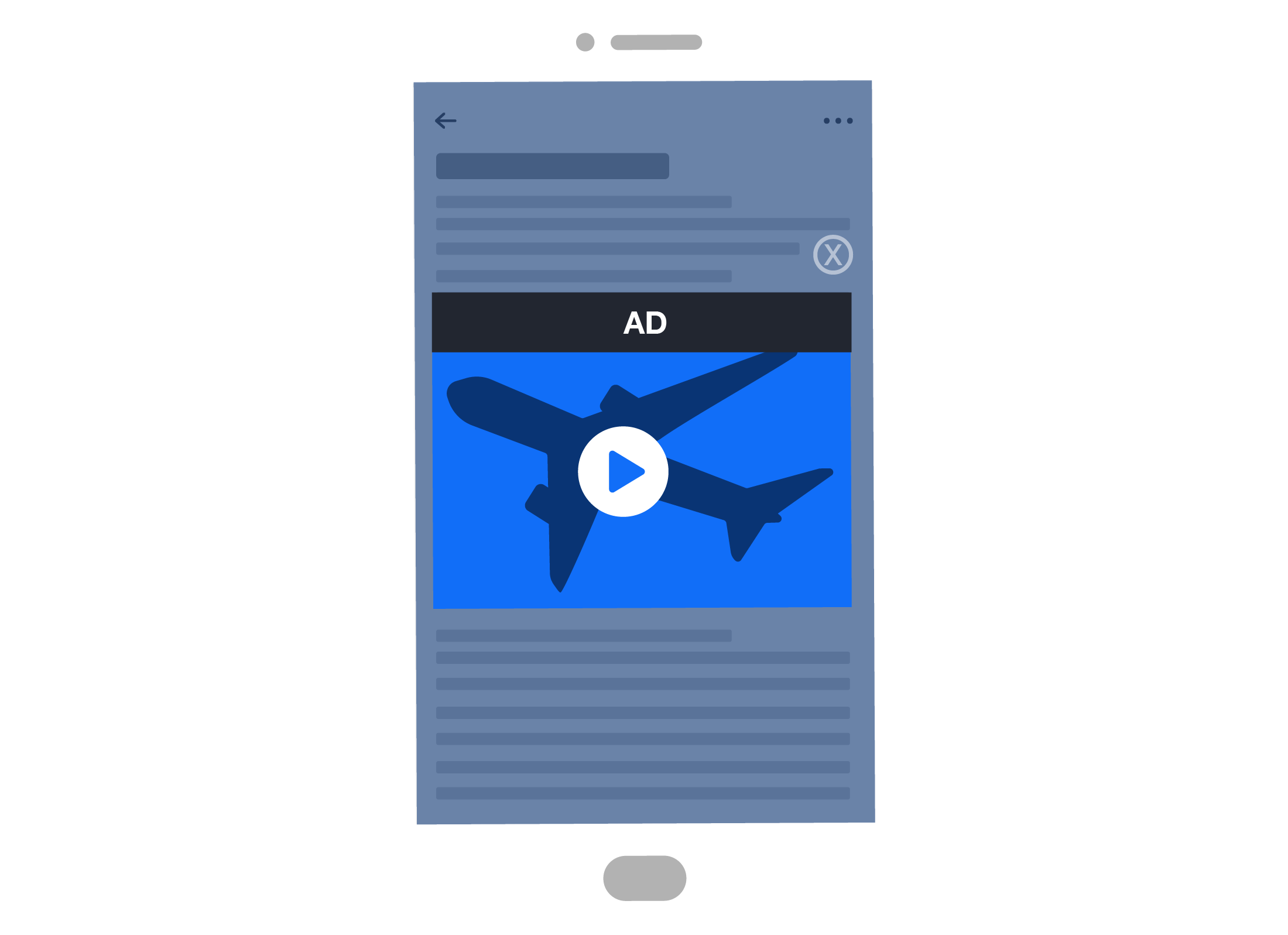 Illustration of a video ad delivered while in-app