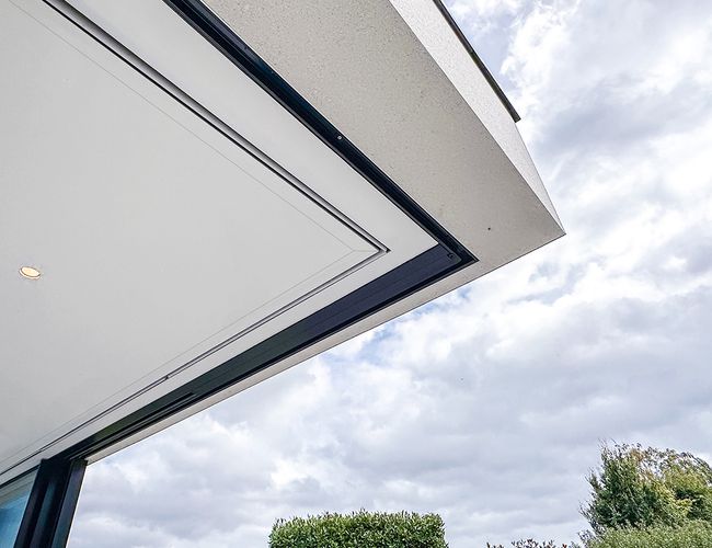 Blindspace roller blinds fitted to corner windows – TrackTrim for corner windows