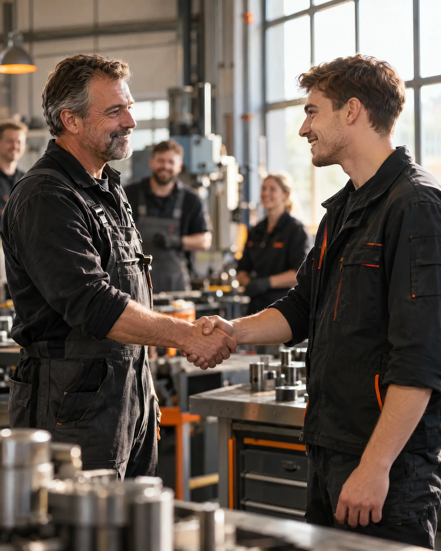 Handschlag zwischen Meister und neuer Fachkraft