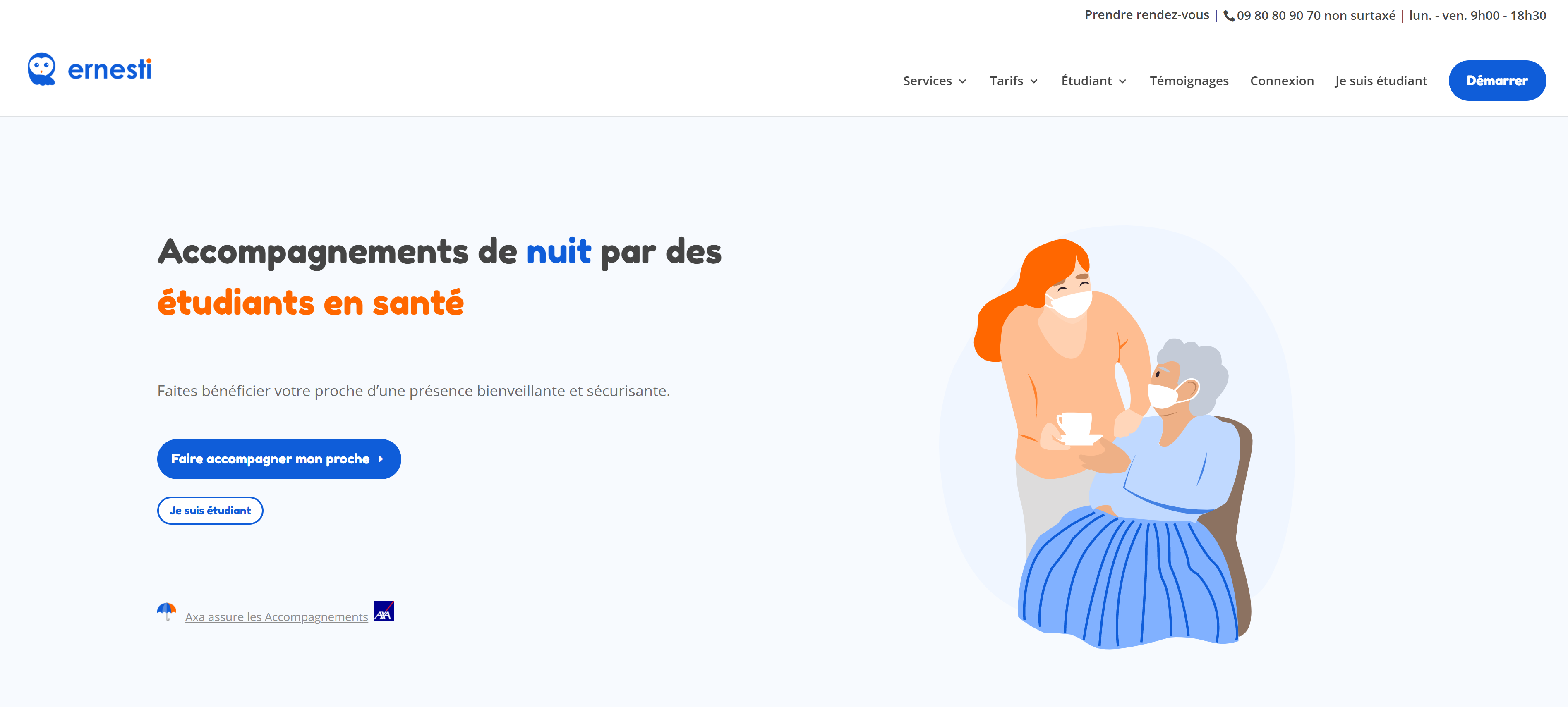 Gardes de nuit pour seniors par des étudiants en santé - Ernesti