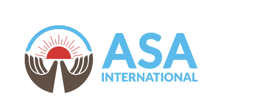 ASA International logo with hands holding a rising sun inside a blue circle next to blue text.