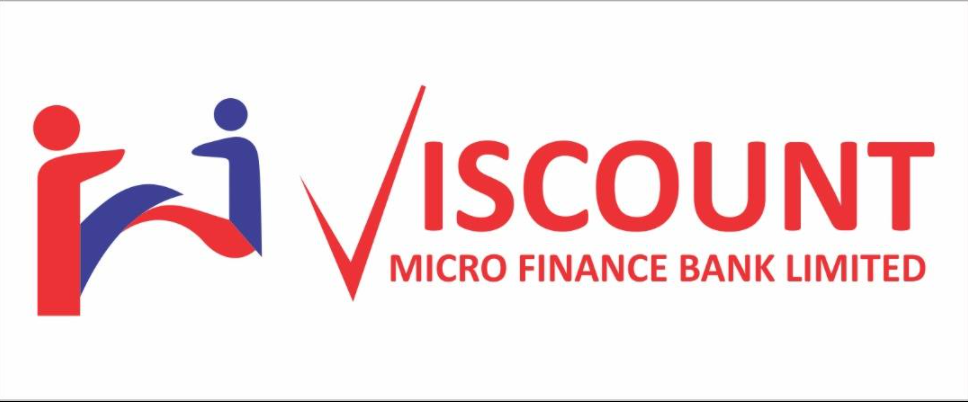 Viscount Micro Finance Bank Limited logo with stylized red and blue human figures and bold text.