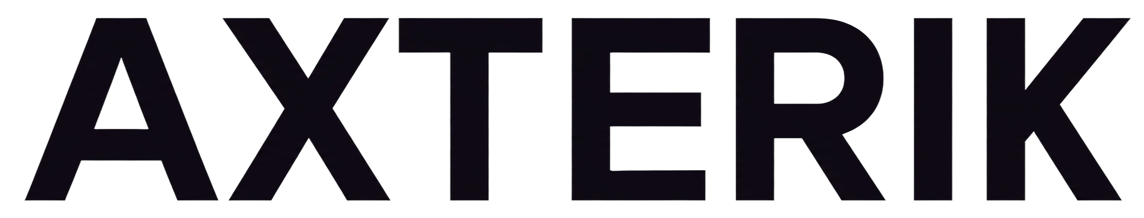Axterik wordmark logo in light purple on a dark blue background.