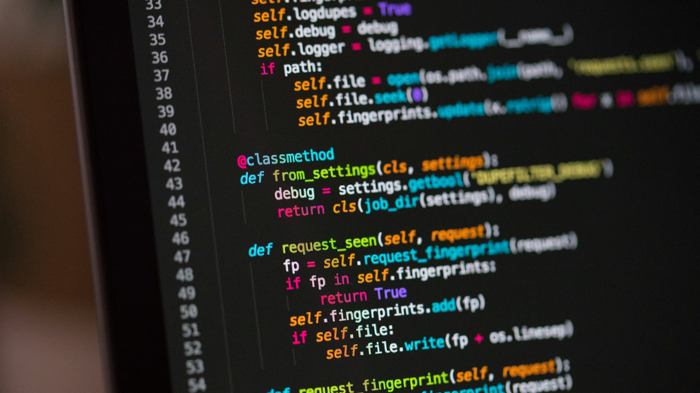 Lines of code on a dark screen
