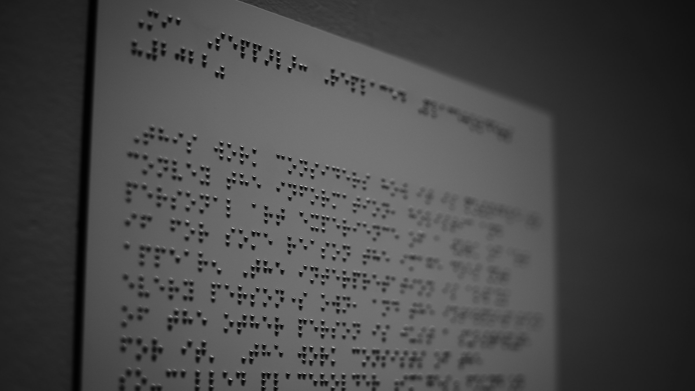 A page of braille text in soft light