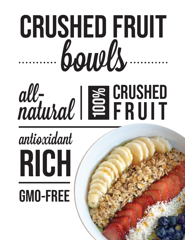 Crushed Fruit Bowls Counter Card - About