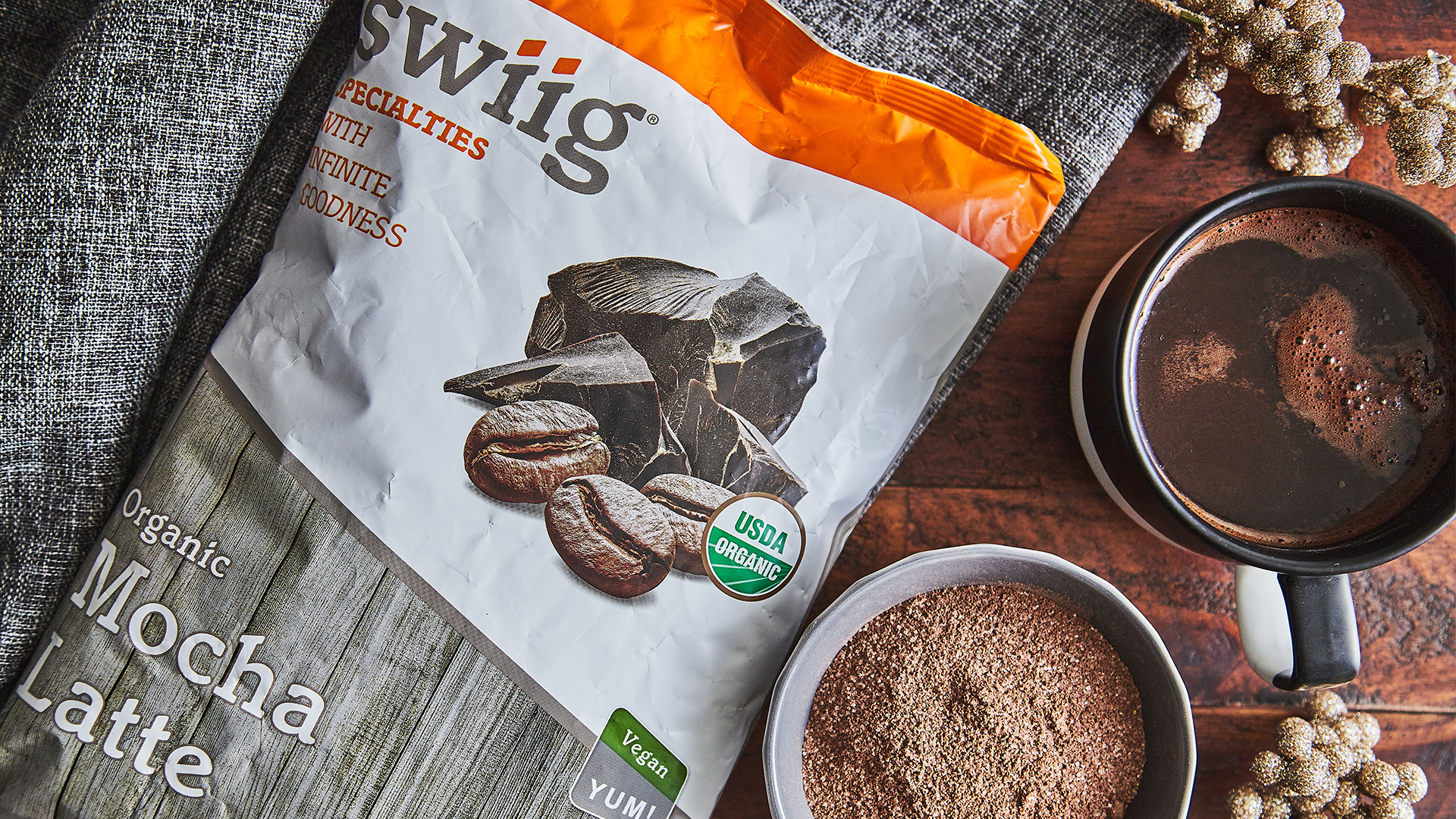 Chocolate Truffle Flavor Fusion Bag on wood table