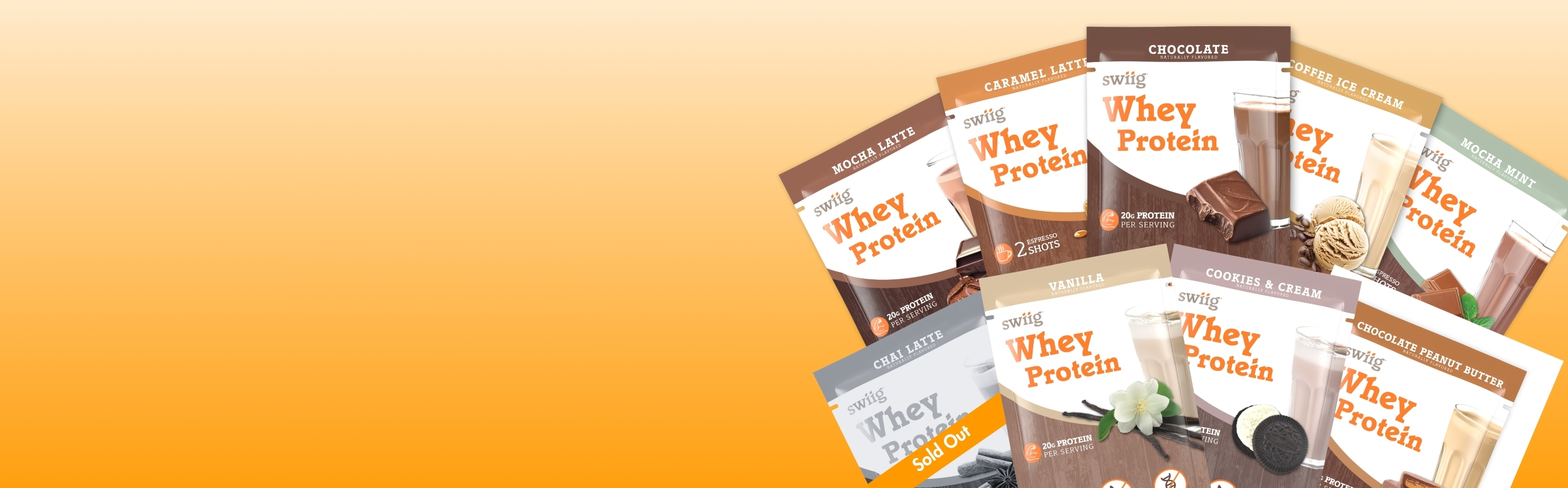 New Single Serve Protein packages on orange background