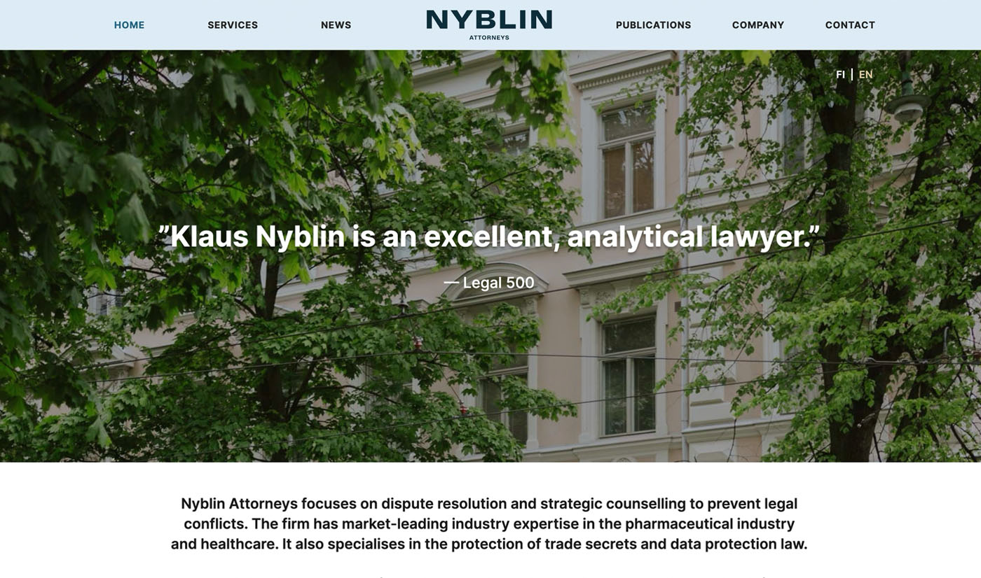 Website for Nyblin Attorneys by Samuli Jokinen
