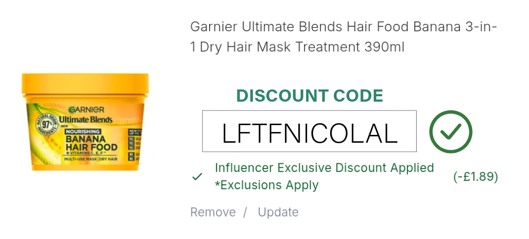 Garnier Ultimate Blends Hair Food Banana 3-in-1 Mask Discount Code