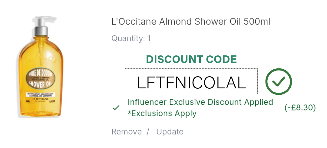 L'Occitane Almond Shower Oil Discount Code