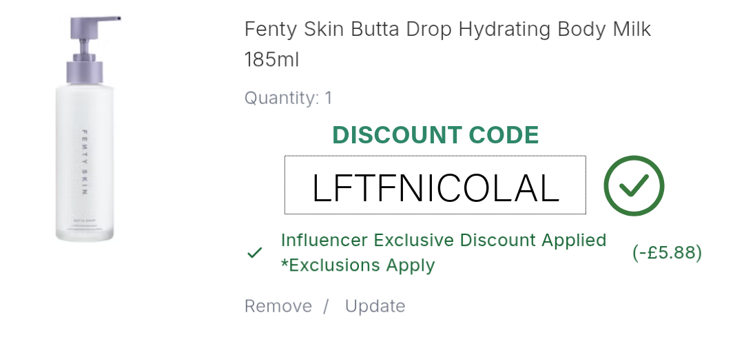 Fenty Skin Butta Drop Body Milk Discount Code