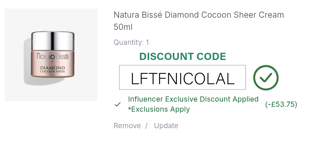 Natura Bissé Diamond Cocoon Sheer Cream Discount Code
